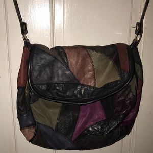 Vintage BOHO Patchwork Leather Purse Multicolored